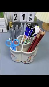 Rotating Pen Holder Desk Organizers Large Capacity Pen Storage Box Cosmetic Brush Organization Box Study Dormitory Accessories