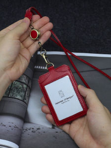 Handmade Top Layer Cowhide Leather Vertical Style Card Holder Retro Design for Lunch Card And Documents Protection Korean Style