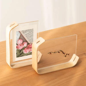 Picture Frame Swing Table Transparent Acrylic Personalized Photo Box Double Sided Wooden DIY Photo Frame Home Decor