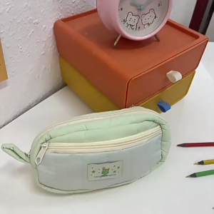 Oldlaiben Pencil Case Large Capacity 3 Layer Storage Color Block Dopamine Spliced Design Student Stationery Bag Beg