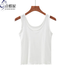 Áo Vest Cotton Ngắn Ôm Vừa Vặn Cổ Tròn Phong Cách Hàn Quốc Mùa Hè Mới Cho Nữ Áo Vest Cotton Nguyên Chất Màu Trơn Đơn Giản