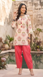 DEBAYU Nayo Cotton Short Kurti with Farshi Salwar Set Size S to XXL Malaysia