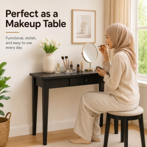Familystar2u Solid Wood Console Table Black For Student Study Table Use In Study Room Bedroom Living Room Meja 1636