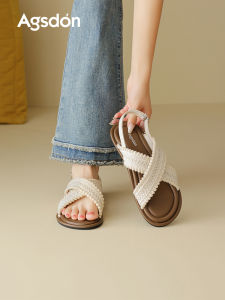 Agsdon | Weaved Open Toe Flat Sandals For Summer And Beachwear