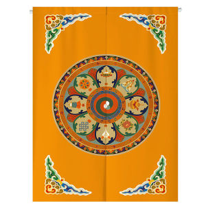 Buddhist Temple Door Curtain Chinese Eight Treasures Decorative Privacy Curtain for Bedroom Bathroom No Drilling Required