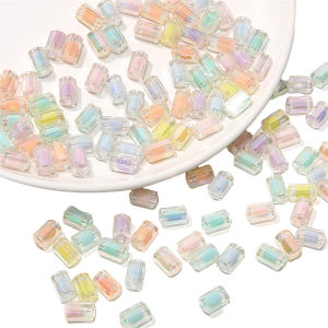 50Pcs 7x12mm Shiny AB Colorful Acrylic Multi-faceted Cylindrical Beads For Jewelry Making DIY Bracelet Necklace Accessories