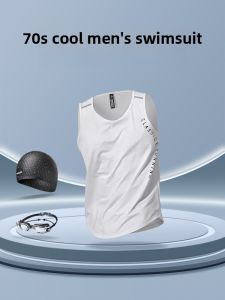 Mens Speed Dry Ice Silk Loose Fit Sleeveless Swimming Costume for Beach And Hot Spring Soaking Casual Surfing Suit