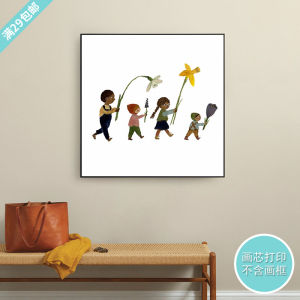 Nordic Simple Hand-Painted Illustration Sofa Background Painting Heart Christmas Snow View Childrens Room Bedroom Bedside Decorative Painting