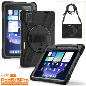 For Xiaomi Pad 5 6 Pro 11inch case with pencil holder slot hand shoulder strap 360 stand anti-shock cover casing