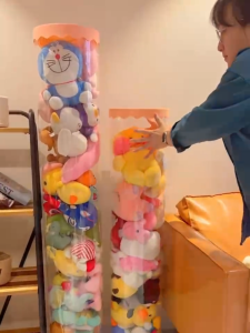 HALOO Doll Storage Organizer Transparent Tube with Cover for Plush Toys PVC Dustproof Toy Box Container Kids Room