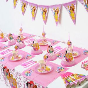 Disney Princess Theme Birthday Party Cutlery Set Birthday Party Disposable Tableware Party Flag Cup Plate 生日派對裝飾 一次性餐盤