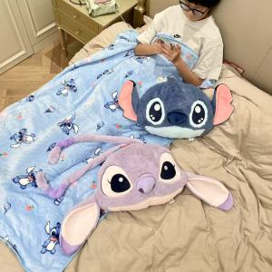 Cute Cartoon Anime Steedman Angel Big Head Design Pillow Two-In-One Blanket Backrest Home Decorative Cushion Cover Rabbit Velvet