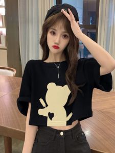 QIANSHUIYIYUN | Loose Korean Style T-shirt Womens Top Black Short-sleeve