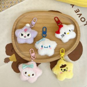 5Pcs Cartoon Sanrio Doll Keychain Plush Pendant Cute Kuromi Cinnamoroll Melody Star Keychain Backpack Decoration Gift