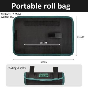 Drill Bit Organizer Bag Portable Roll Up Tool Bag for Drill Bits Screwdriver Bit Canvas Storage Bag Toolkit Electrician Tools
