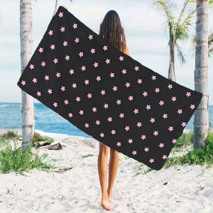 BILIBILI | black pink stars Quick Drying Microfiber Beach Towel Lightweight for Swimming Camping Yoga - Bath Towel