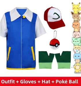 WUYIMEI | Ash Pikachu Anime Cosplay Costumes Gloves Coat