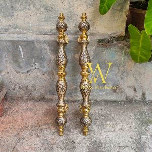 Handle Pintu Rumah Kuningan Antik Motif Manggis Kombinasi Gold 47 cm 2 Pcs
