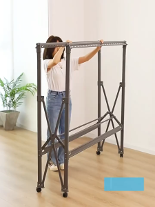 Telescopic Clothes Drying Rack Balcony Household Folding Floor Standing Drying Rack Adjustable Clothes Drying Pole