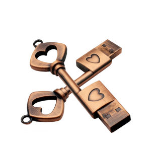 Jaster | Copper Love Heart Shaped Key USB Flash Drive Pendrive Pen Drive 4gb 8GB 16gb 32gb 64GB Metal Keys Memory Stick Wedding Gift