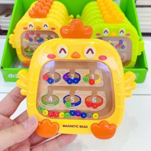 Montessori Magnetic Puzzle Board Color Number Matching Toy Sensory Play for Toddlers 3+ Educational Bead Game with Magnetic Pen