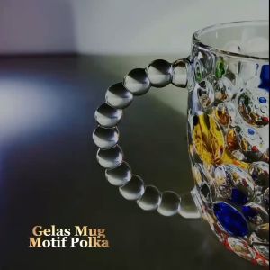 Gelas Kaca Kristal Motif Bubble Warna Warni 340ml Elegan untuk Minuman Dingin dan Cocktail