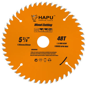 HAPU 5-3/8 Inch 48Teeth Wood Cutting Framing Circular Saw Blade Carbide Tipped 136MM TCT Saw Blade for Plywood MDF OSB Laminated
