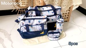 [Happy Kids] 5pcs Baby Diaper Bag Suits Mommy Maternity Bag Sets Nappy Changing Diaper Messenger 妈咪包 Beg Mama - BAG04