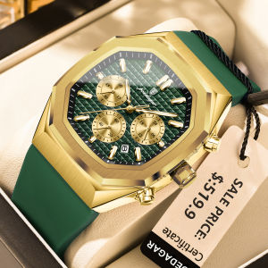 POEDAGAR Business Quartz Mens Wristwatch Chronograph Date Silicone Strap Man Watch Waterproof Military Luminous Watches For Men