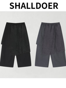 Shalldoer | Korean Style High Waist Faux Two-Piece Loose Wide Leg Pants 8/10 Trousers