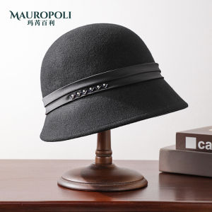 Elegant Black Woolen Fisherman Hat Womens Autumn Winter Fashionable Wide Brim Cap Stylish French Style Travel Hat