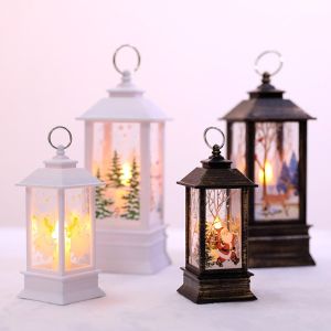 Christmas Flame Light Hanging Lantern Santa Snowman Hanging Night Lamp Home Decor Desktop Lamp Vintage