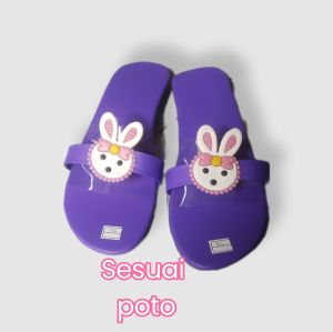 sandal teplek anak anak model kelinci ungu terbaru MK cantik 26 nyampe 40
