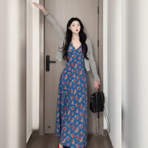 BINKAFENNY | Summer Outfit OOTD Womens Pear Shape Body Type Sun Protection Floral Long Skirt Cardigan Two Piece Set Casual Breathable Clothing