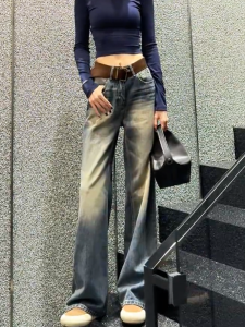 MANMI | Quần Jeans Denim Xòe American Vintage Đã Tẩy Sạch