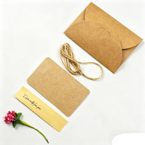 Floral Decorated Kraft Envelopes 5pcs DIY Paper Flower Envelope Blank Card Included Letter Holder for Wedding Party Birthday