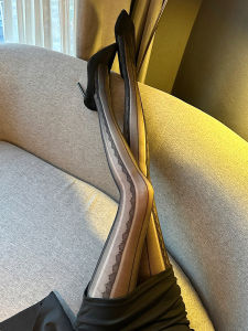 บางเฉียบ สีดำ ลูกไม้ ถุงน่อง ผู้หญิง เซ็กซี่ พรางหุ่น No-show Summer必nylon Blend สบายขา Shaping Pantyhose