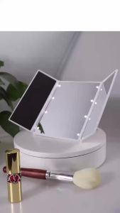 Portable LED Three Sided Makeup Mirror Folding Design Travel Vanity Cosmetic Mirror with Adjustable Stand for On-The-Go Beauty