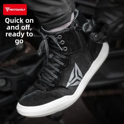 MOTOWOLF | Leather Wear-resistant Anti-fall Motorcycle Riding Boots Men