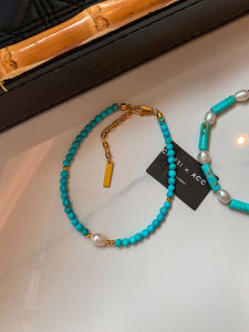 CAFFTI | Layered Green Turquoise Colored Freshwater Pearl Bracelet