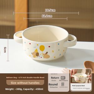 SHELI | Ceramic Bowls with Handles for Yogurt Dessert Breakfast Oatmeal and Silver Ear