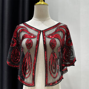 1920s Vintage Sequin Embroidered Flapper Shawl Thin Breathable Pullover Elegant Style Dress Matching Short Shawl For Women Party
