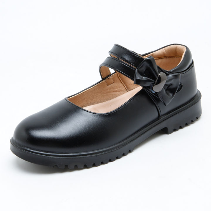 Girls Black Leather Shoes Spring Fall Western Style British