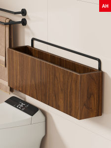 ชั้นวางหนังสือติดผนังไม้จริง ตู้เก็บของสำหรับห้องน้ำแบบติดผนัง ไม่ต้องเจาะรู ชั้นวางของสำหรับห้องน้ำ ชั้นวางของติดผนัง ชั้นวางของในห้องน้ำ