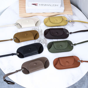 Magnetic Flip Halter Glasses Bag Genuine Leather Material Storage Sunglasses Myopia Glasses Reading Glasses Trendy Clothing Accessories