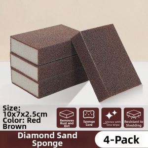 DINGQING | Kitchen Use Diamond Sand Sponge Scrubber for Pots and Pans Oil and Grease Removal Durable