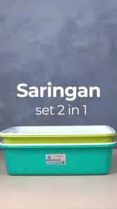 Numan Saringan Set 2 in 1 Cuci Buah Sayur Saringan Baskom Kotak