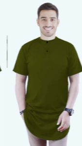 Kurta Pria Baju Koko Round Neck Pria Polos Tangan Pendek Belah Pinggir