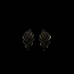 Huitan Leaf Shaped Hoop Earrings Gold Color Cubic Zircon Brilliant Earrings for Women Temperament Elegant Bridal Wedding Jewelry