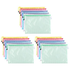 【New Arrival】 Clear PVC Mesh Zip File Bags 5-Pack Waterproof Document Organizer for School and Office Use